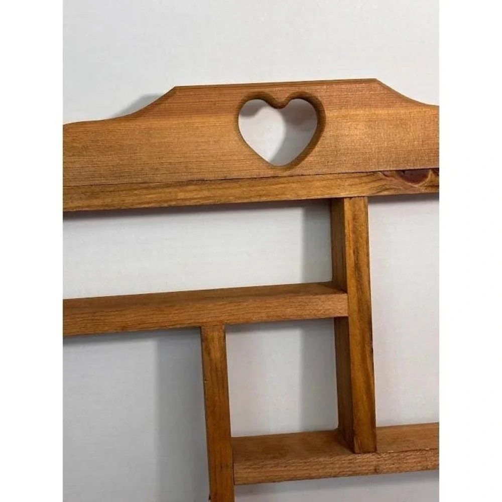 Vintage Wood Heart Shadow Box Wall Shelf Trinket Display Farmhouse Brown 21x18.5